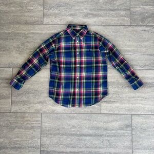 Kids Plaid Button-Down Shirt - Blue and Green